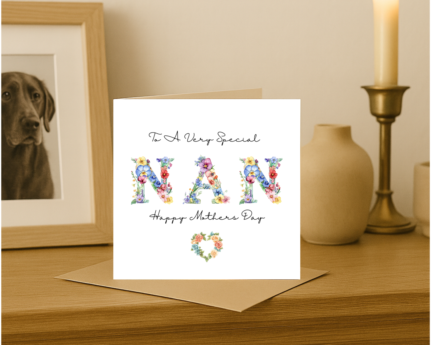 Custom Floral Mother's Day Card, Personalised Keepsake Card for Nan