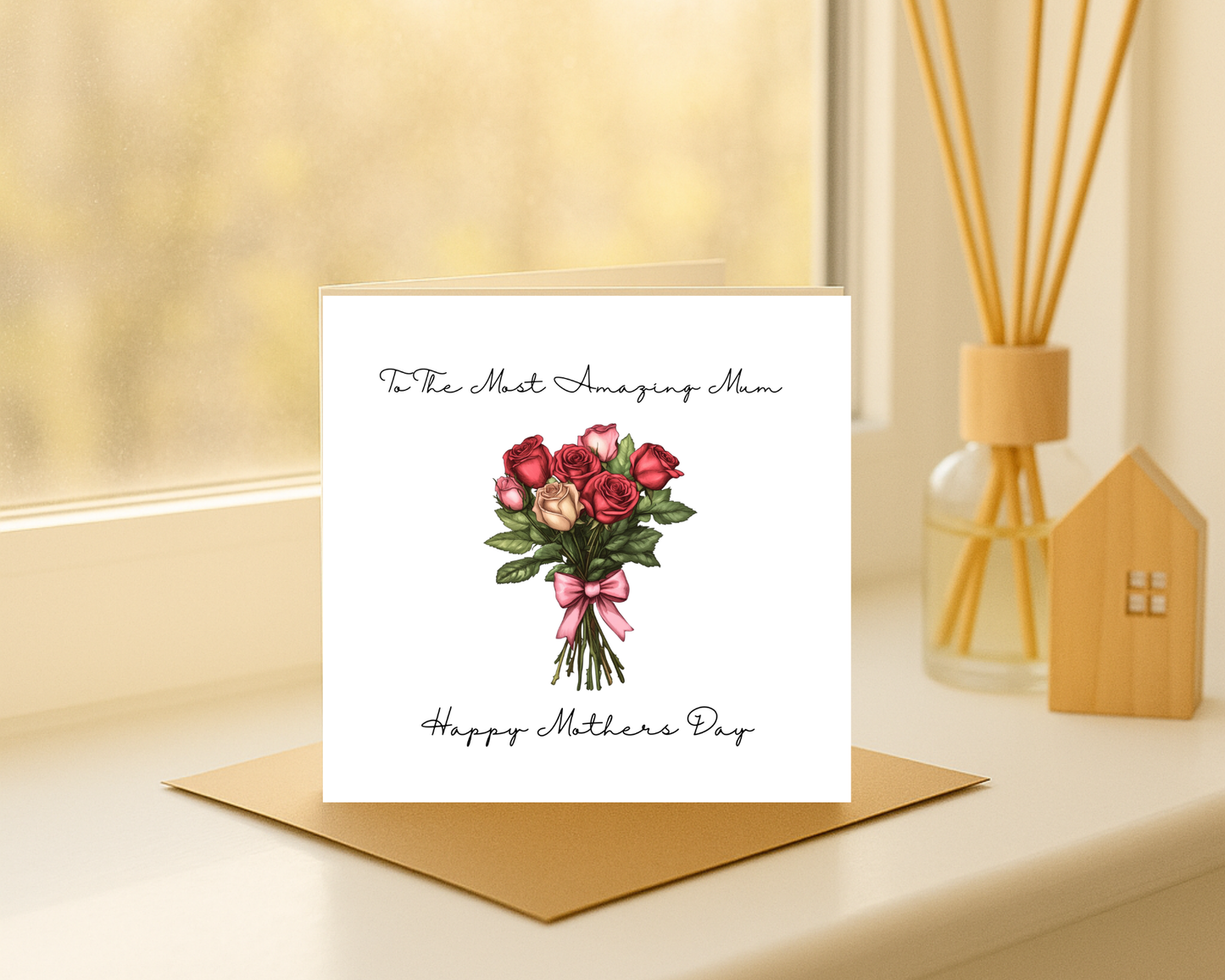 Custom Floral Mother's Day Card, Personalised Keepsake Card for Mum