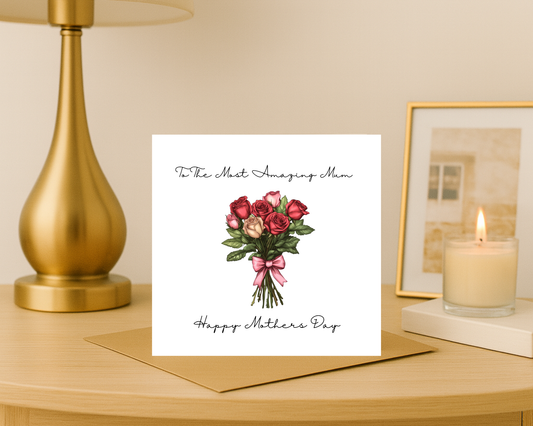 Custom Floral Mother's Day Card, Personalised Keepsake Card for Mum