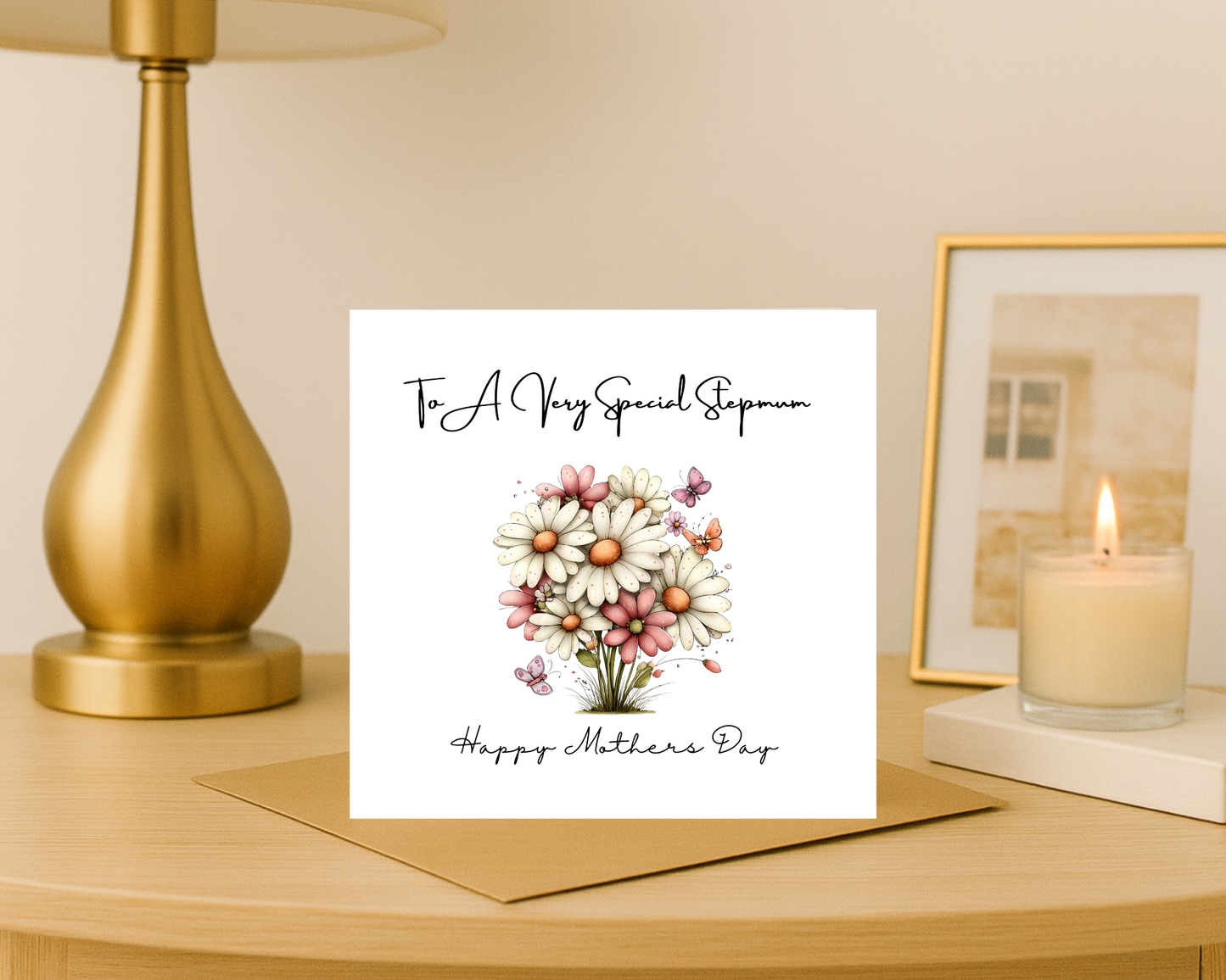 Custom Floral Mother's Day Card, Personalised Card For Your Step Mum