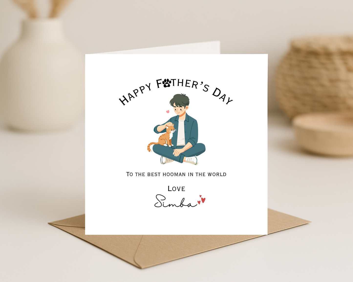 Happy Father's Day Card, Personalised Keepsake Card From Your Cat