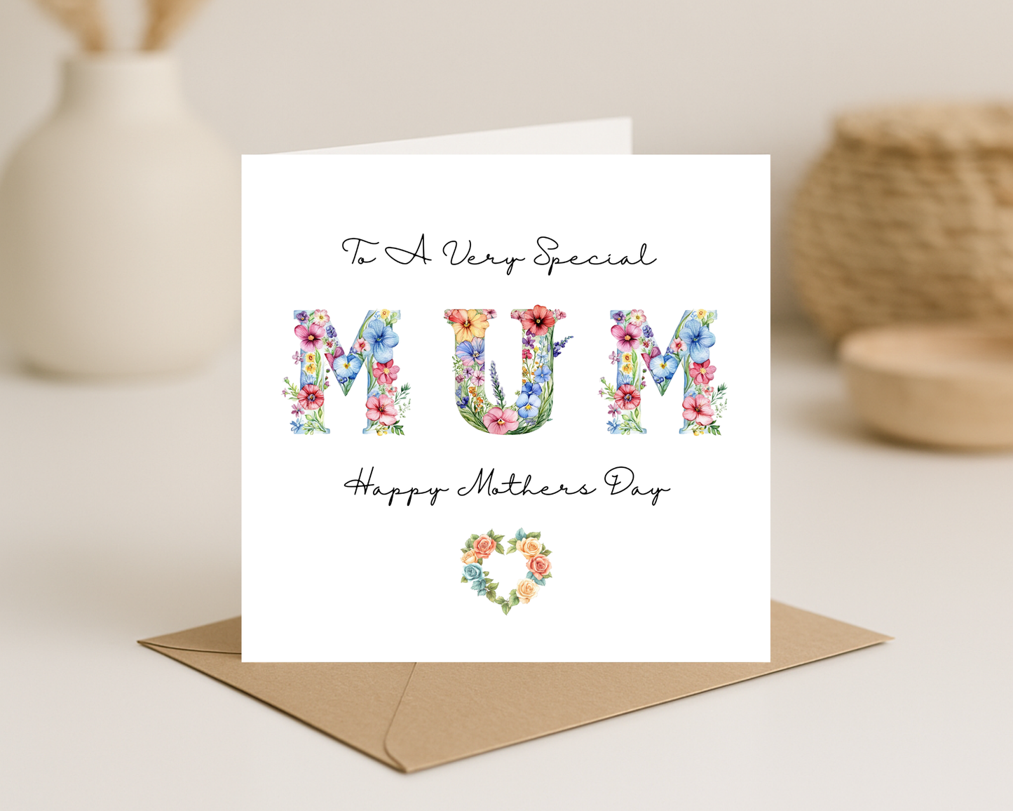 Custom Floral Mother's Day Card, Personalised Keepsake Card for Mum