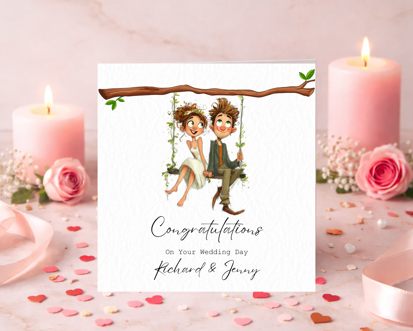 Personalised With Love On Your Wedding Day | Couple Sitting On Tree Branch Swing