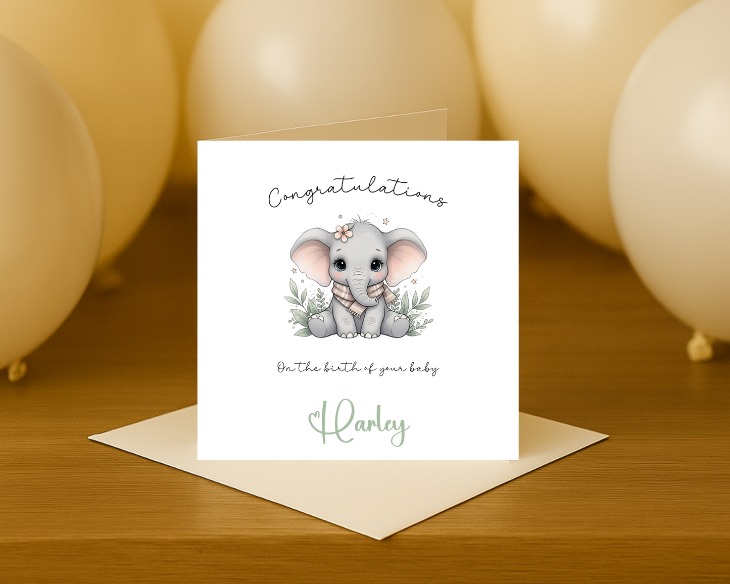 Personalised - Congratulations On The Birth Of Your Baby - Cute Elephant