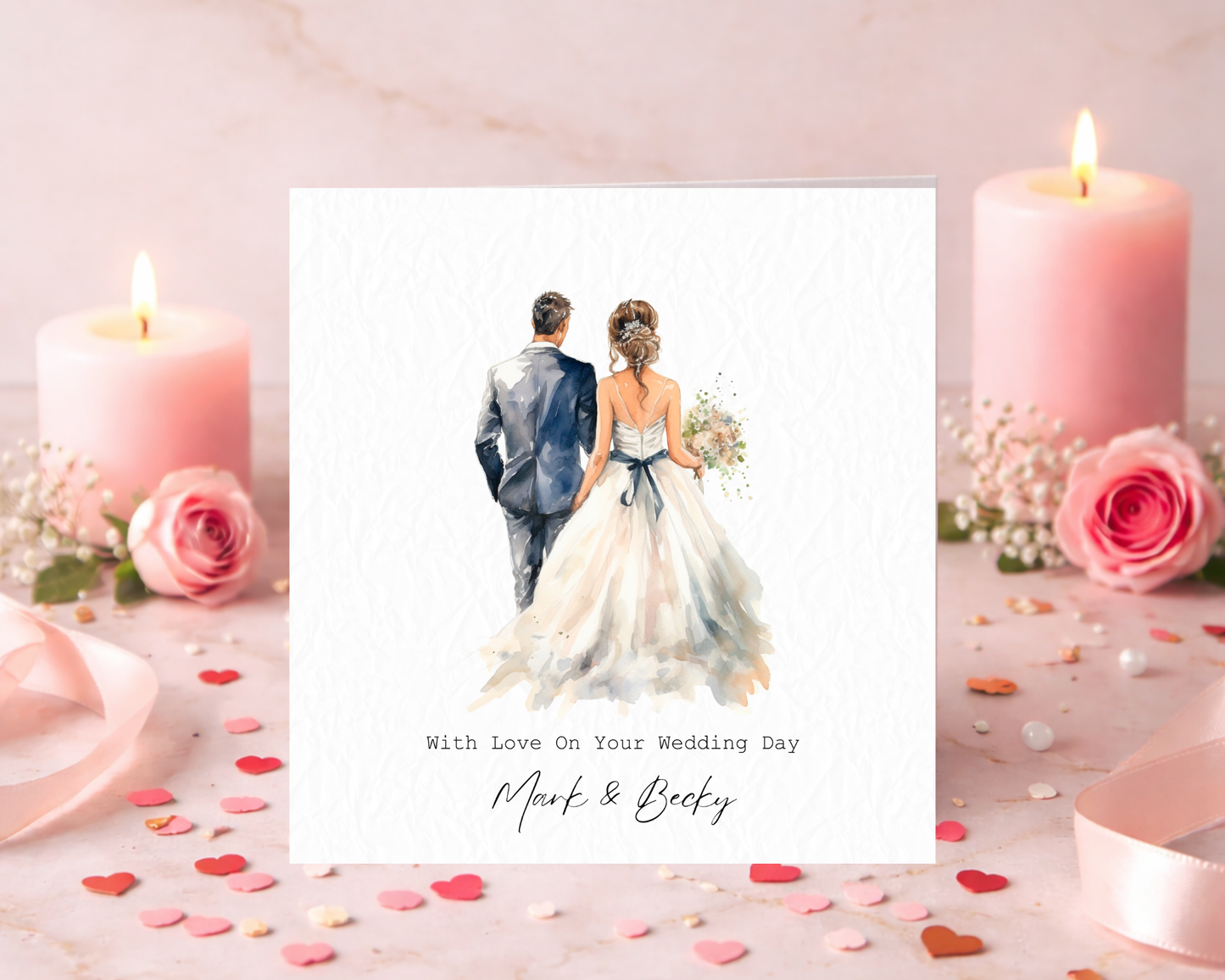 Personalised Water Colour Bride & Groom | With Love On Your Wedding Day