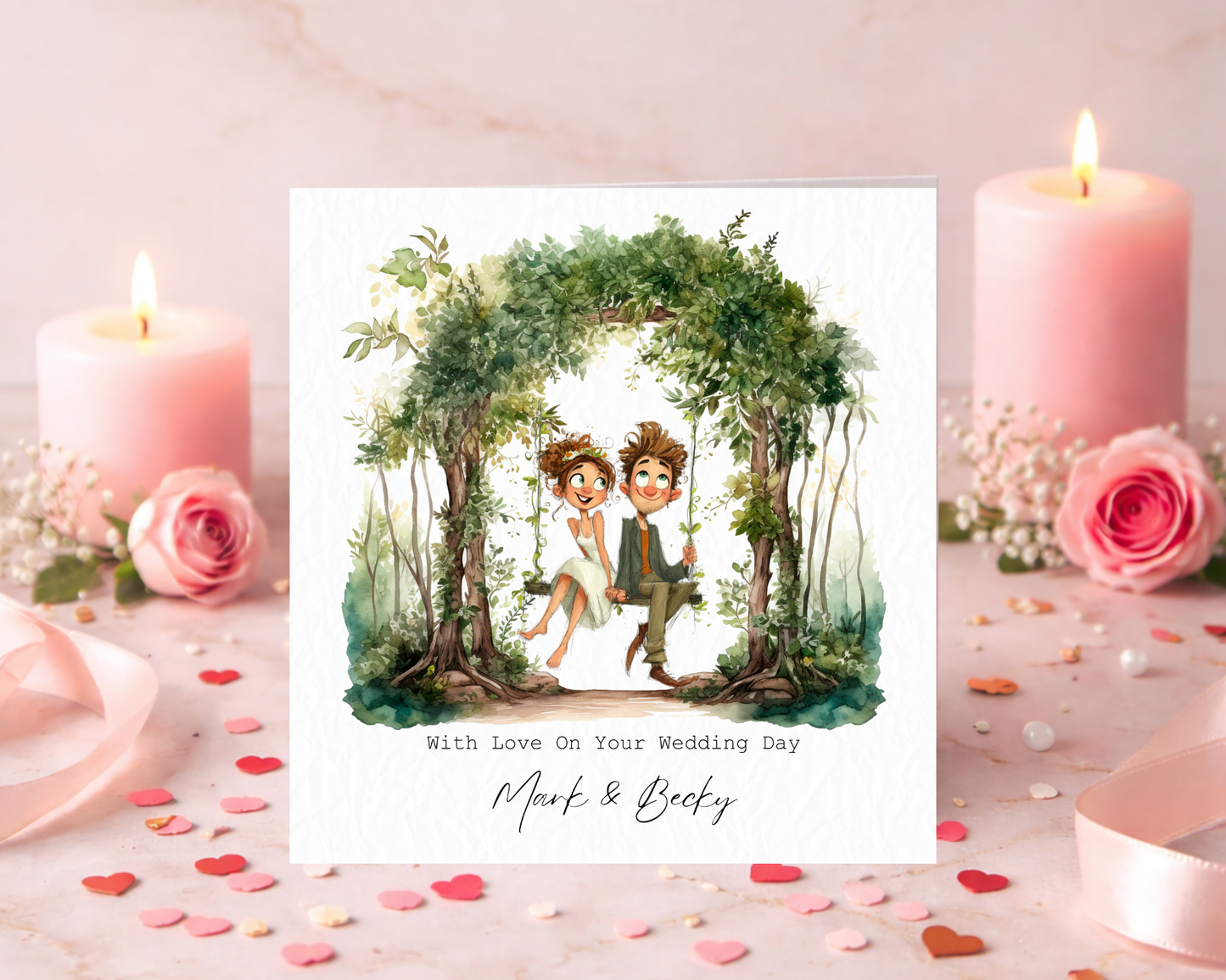 Personalised With Love On Your Wedding Day | Couple Sitting On Tree Swing