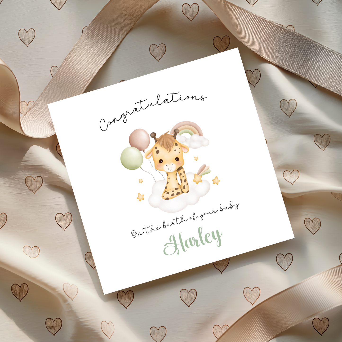 Personalised - Congratulations On The Birth Of Your Baby - Giraffe