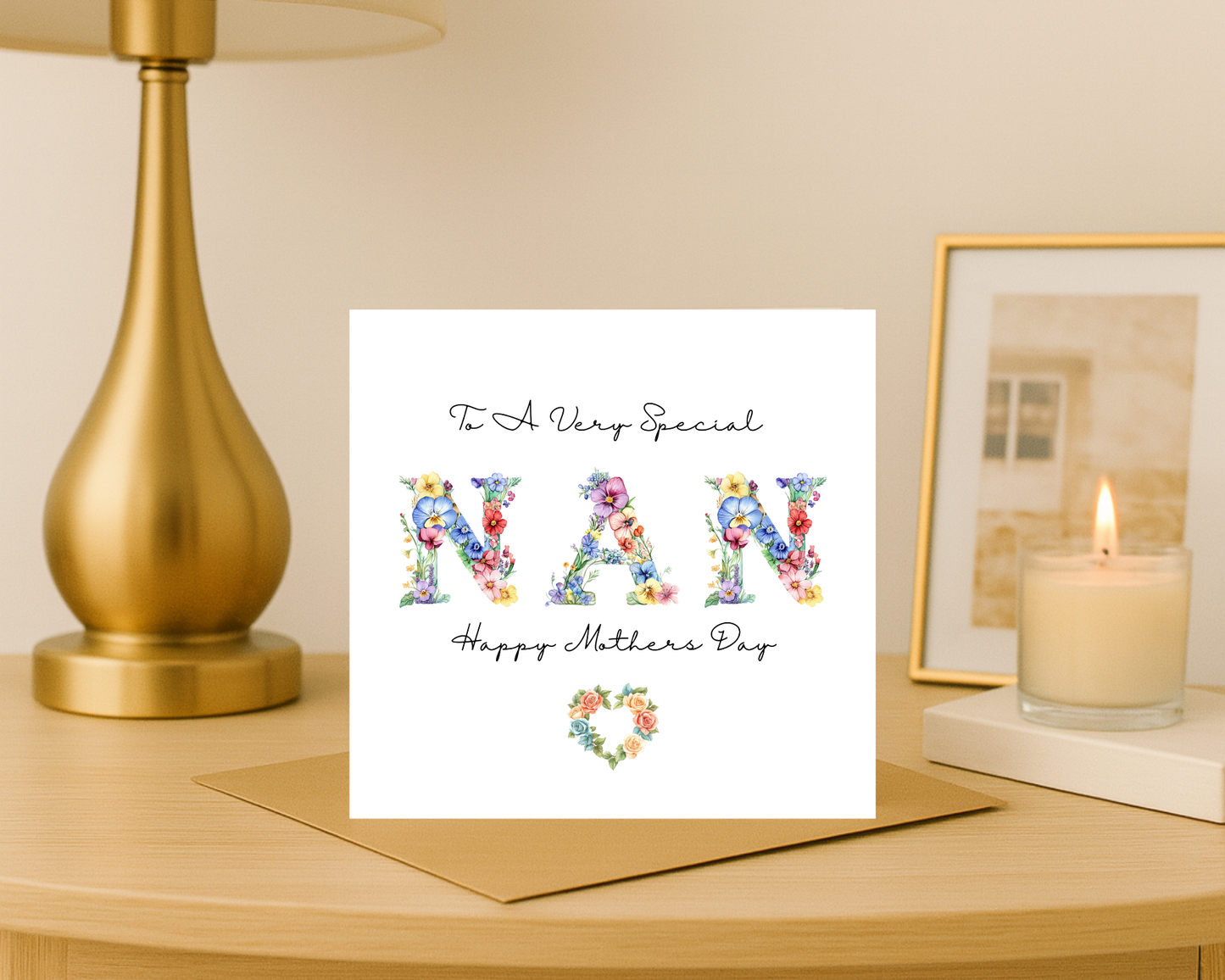Custom Floral Mother's Day Card, Personalised Keepsake Card for Nan