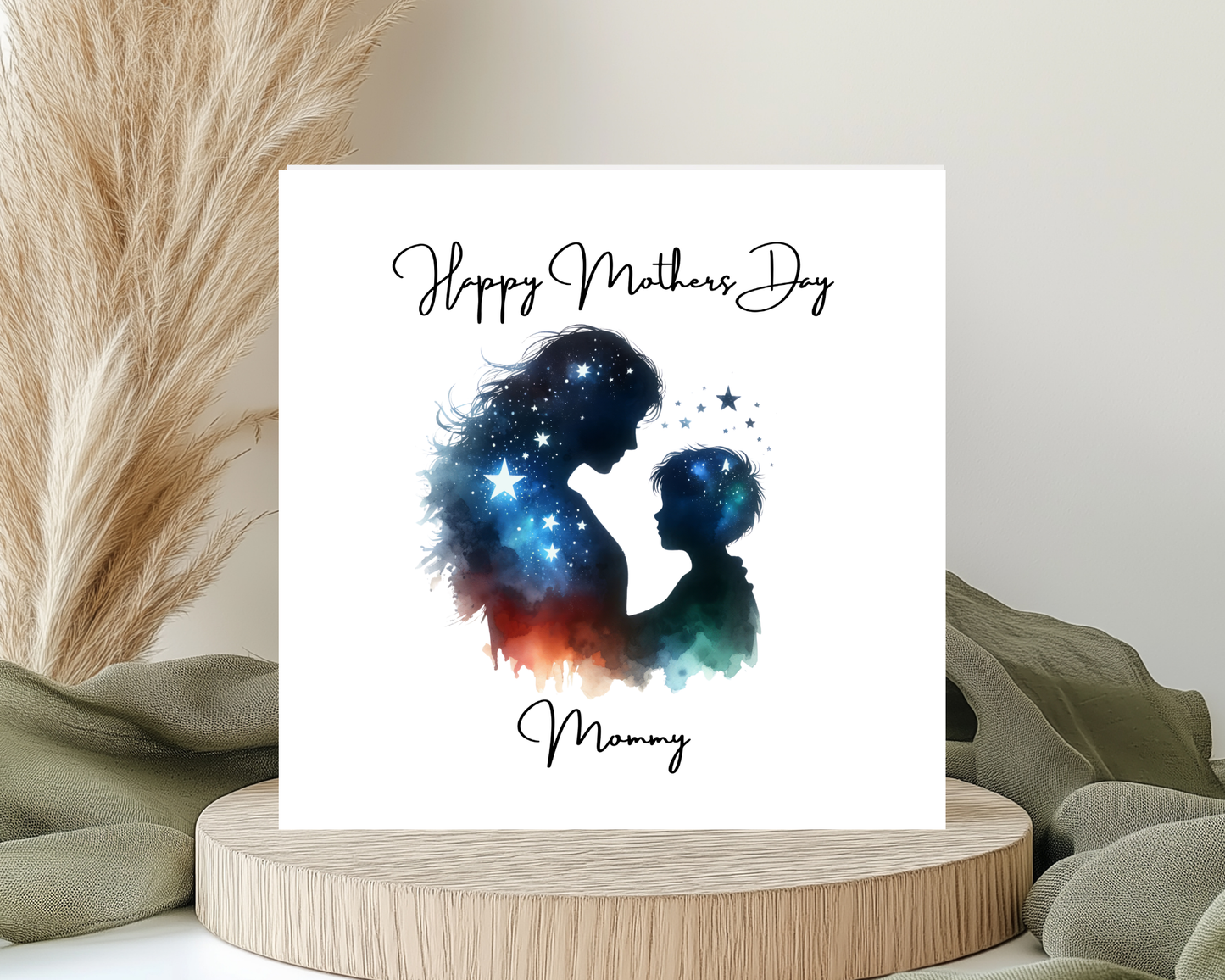Custom Cosmic Galaxy Mother's Day Card, Personalised Keepsake Card for Mum