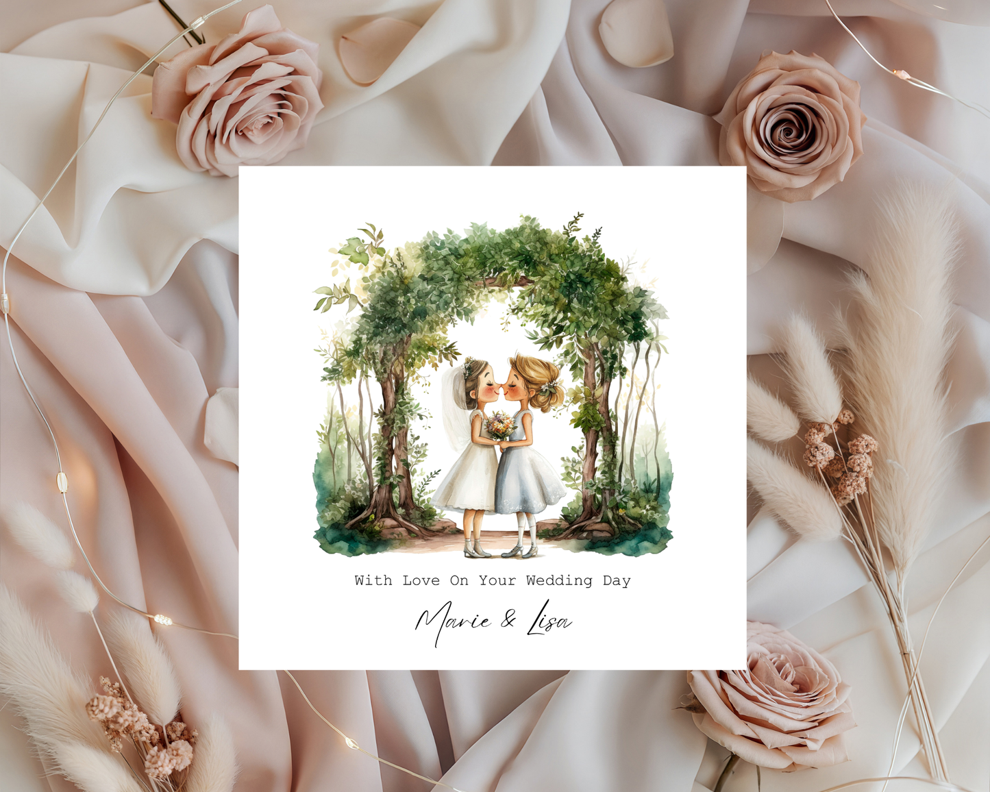 Personalised Cute Lesbian Couple | With Love On Your Wedding Day