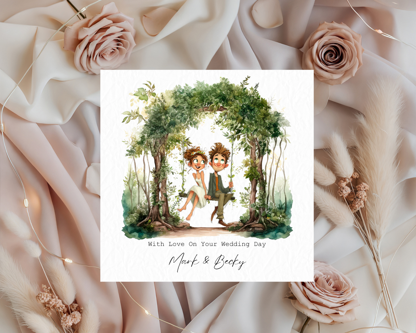 Personalised With Love On Your Wedding Day | Couple Sitting On Tree Swing