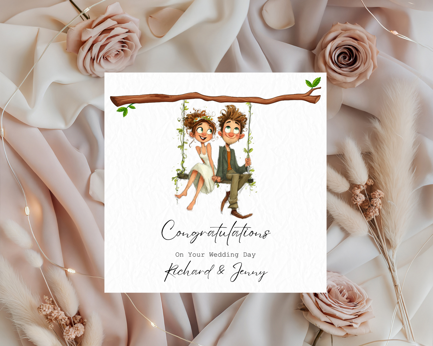 Personalised With Love On Your Wedding Day | Couple Sitting On Tree Branch Swing