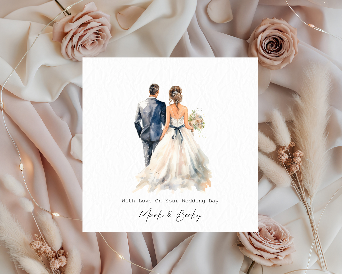 Personalised Water Colour Bride & Groom | With Love On Your Wedding Day