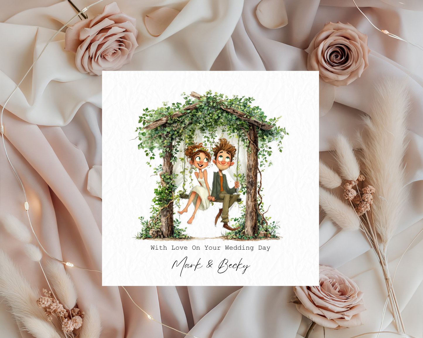 Personalised With Love On Your Wedding Day | Couple Sitting On Tree Swing