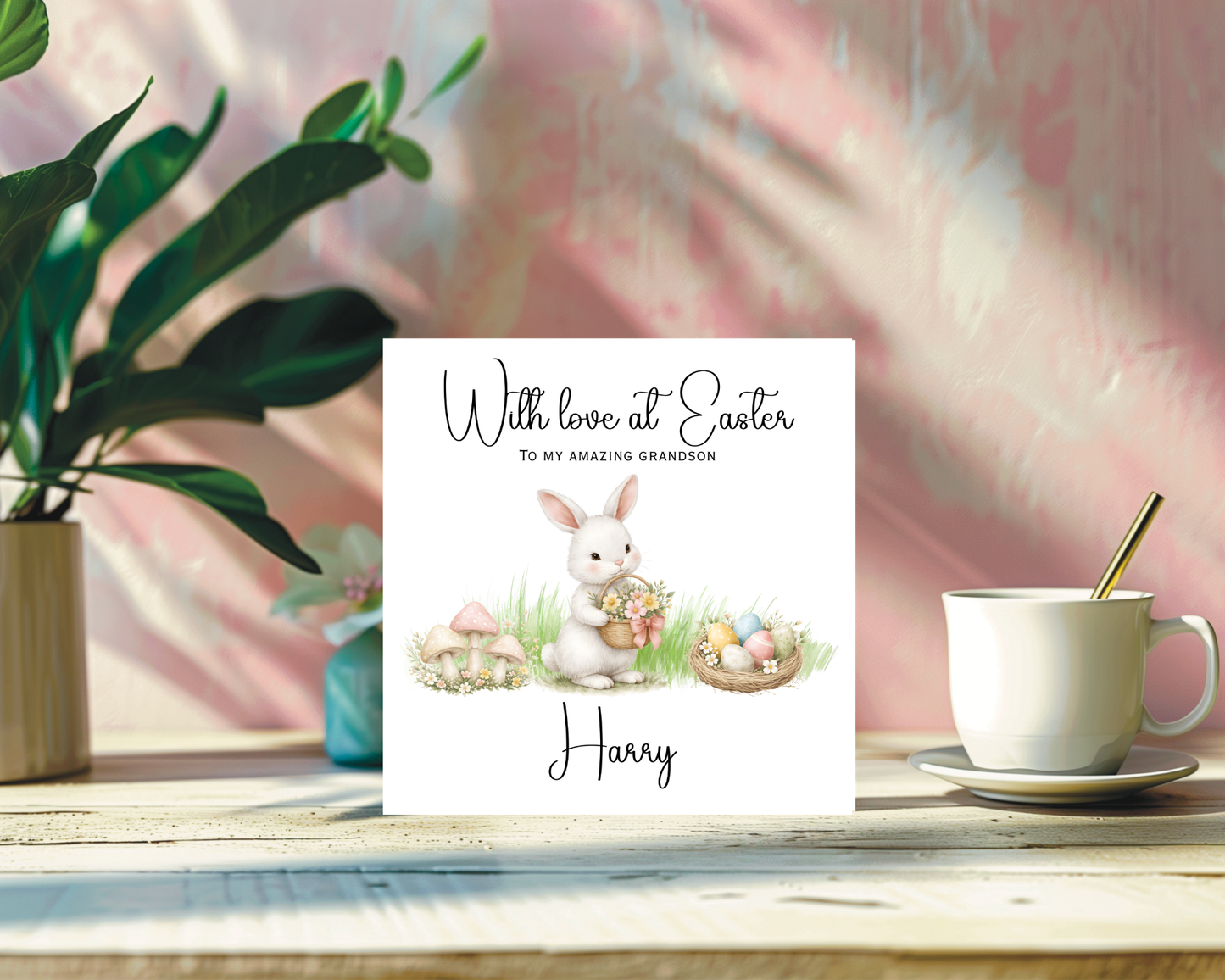 Personalised Rabbit Easter Card | Personalised For Grandson