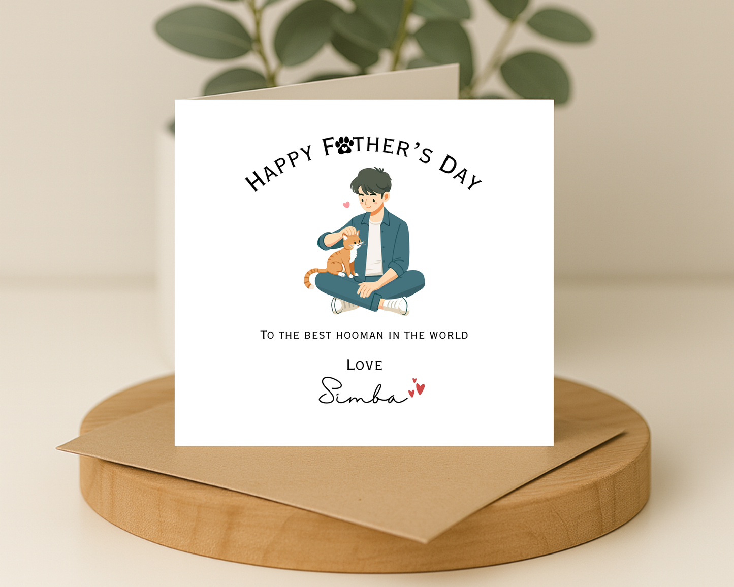Happy Father's Day Card, Personalised Keepsake Card From Your Cat