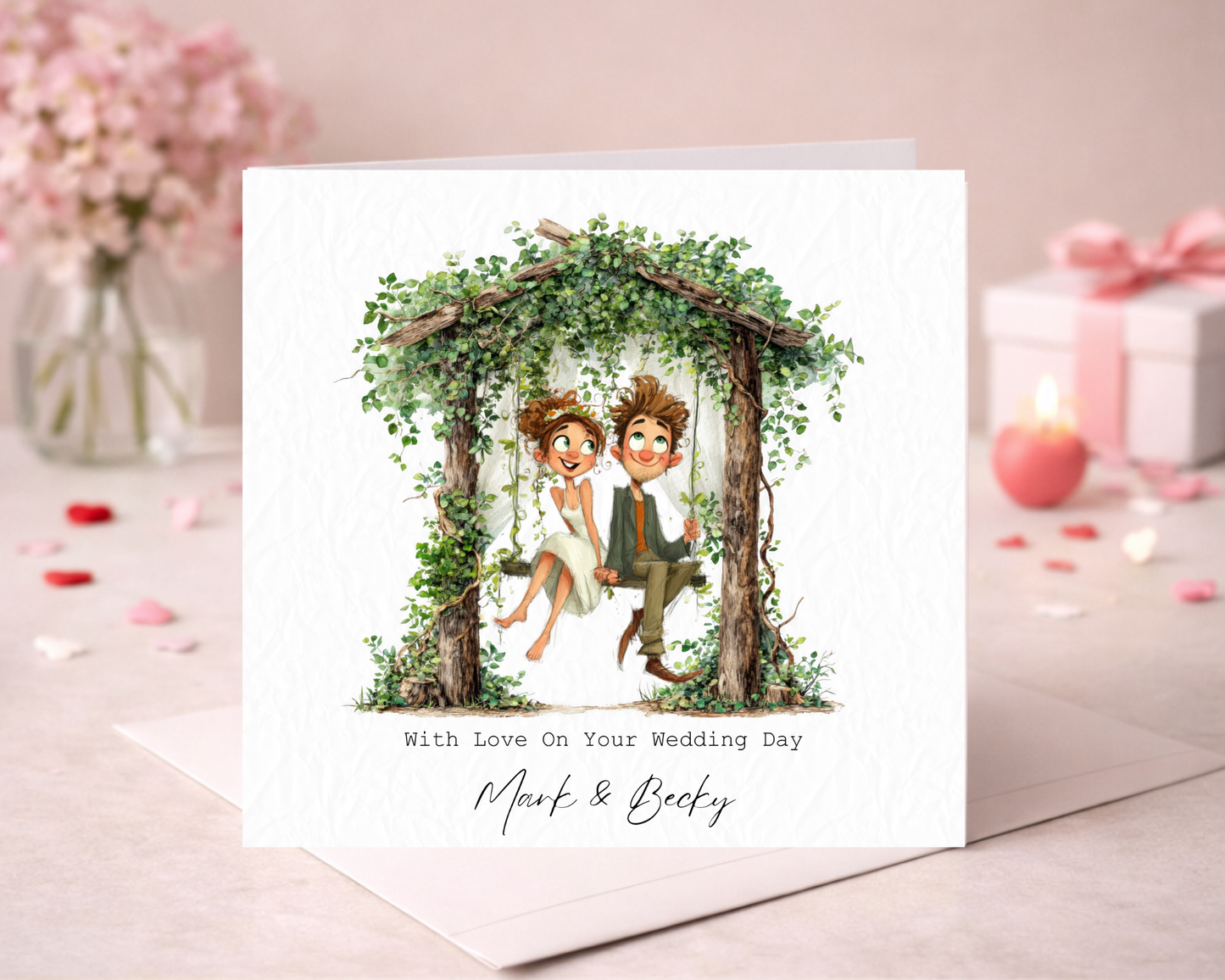 Personalised With Love On Your Wedding Day | Couple Sitting On Tree Swing