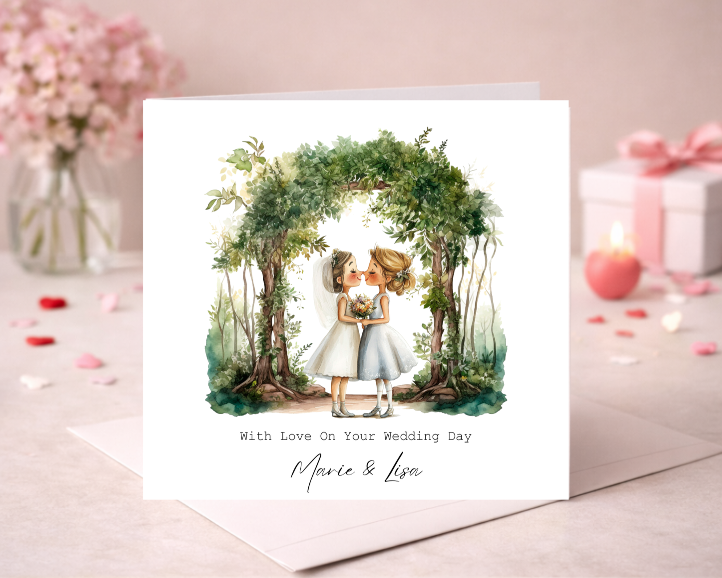 Personalised Cute Lesbian Couple | With Love On Your Wedding Day