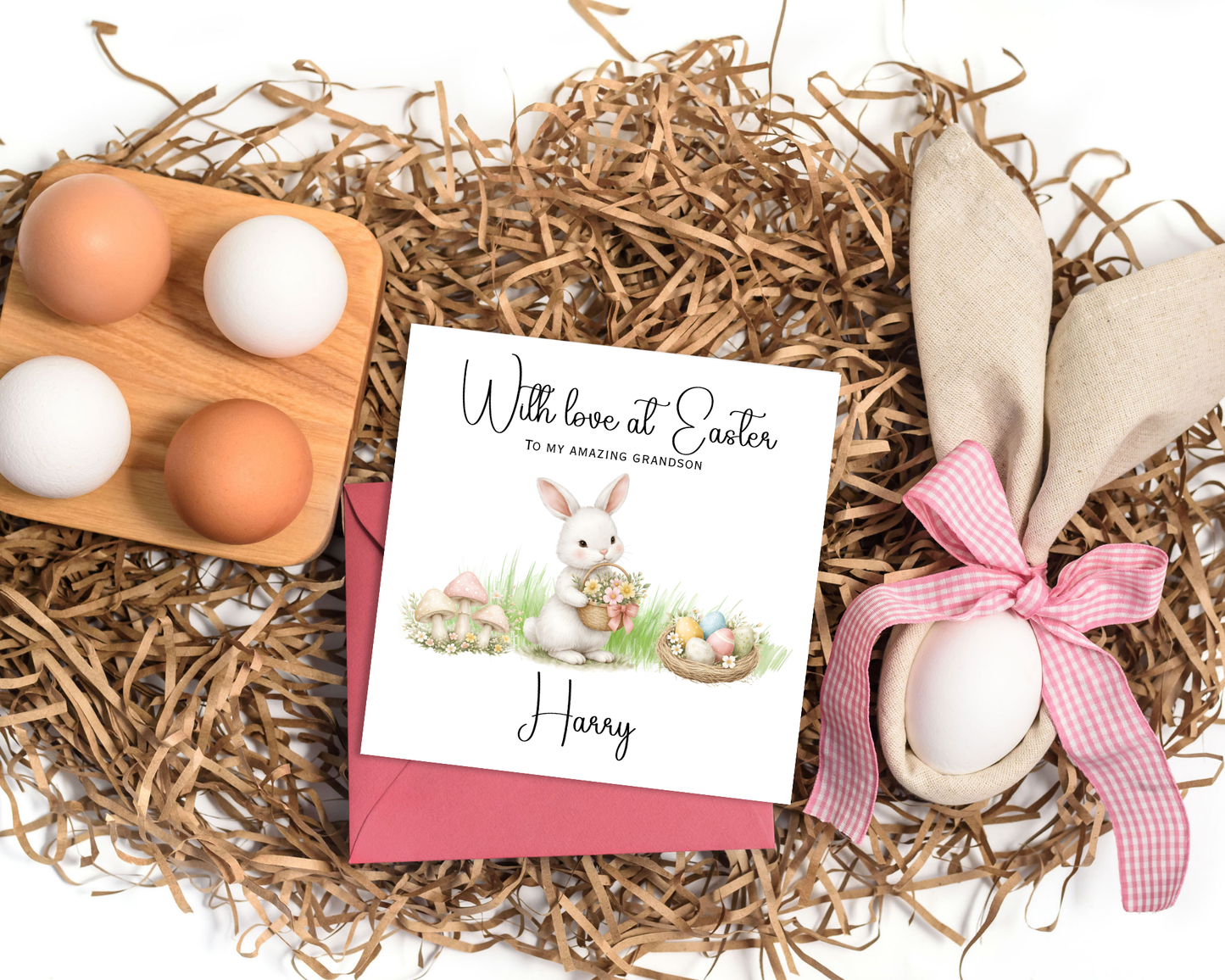 Personalised Rabbit Easter Card | Personalised For Grandson