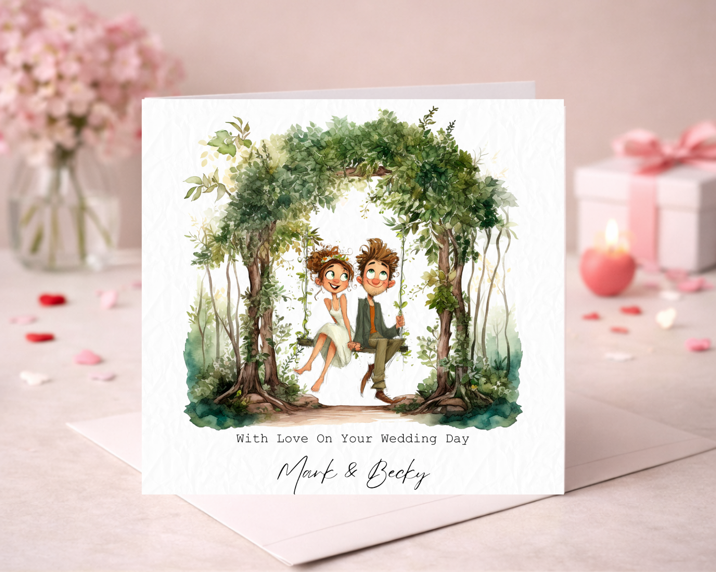 Personalised With Love On Your Wedding Day | Couple Sitting On Tree Swing