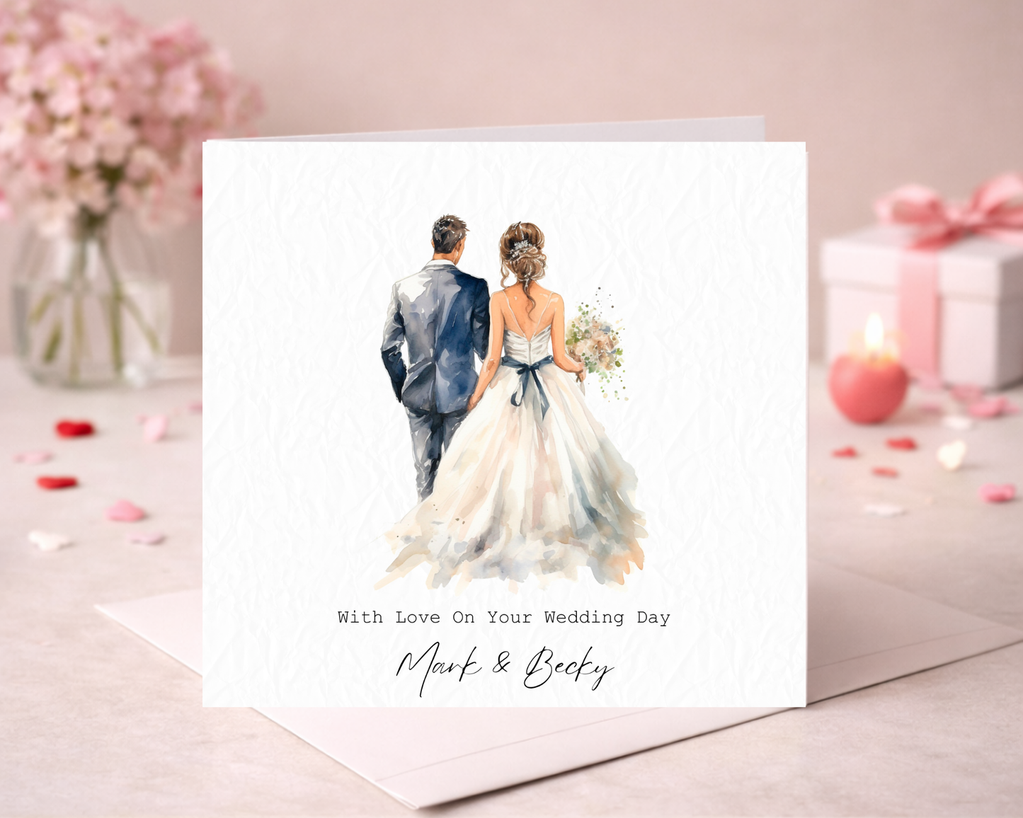 Personalised Water Colour Bride & Groom | With Love On Your Wedding Day