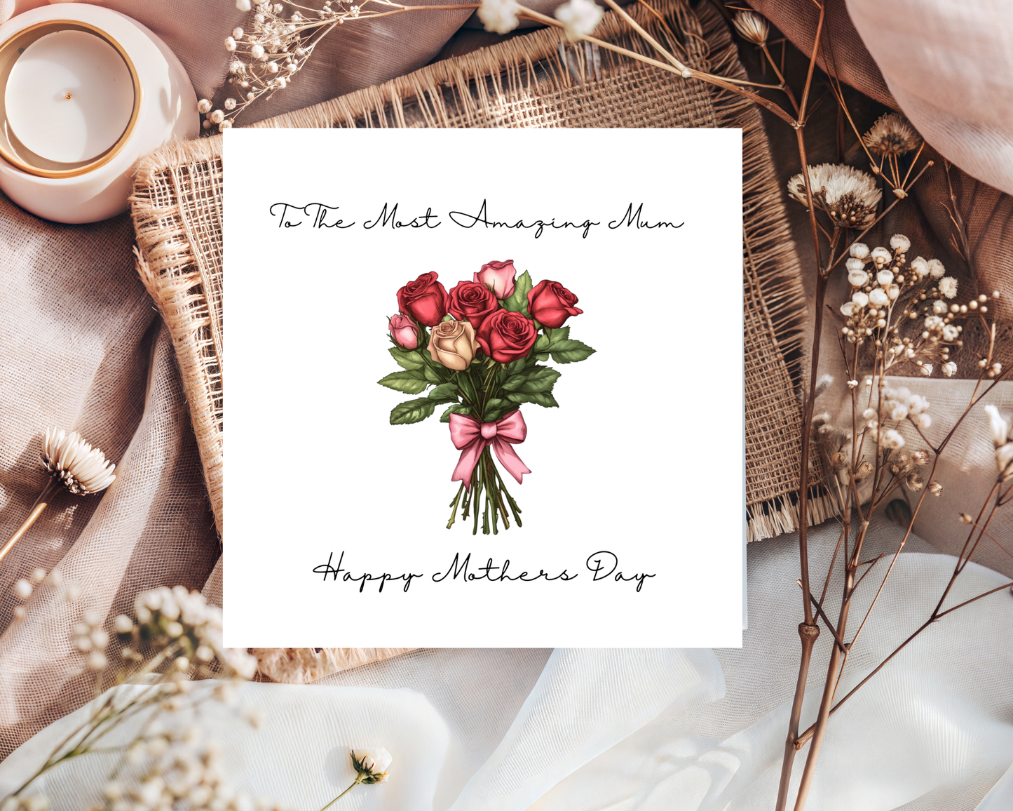 Custom Floral Mother's Day Card, Personalised Keepsake Card for Mum