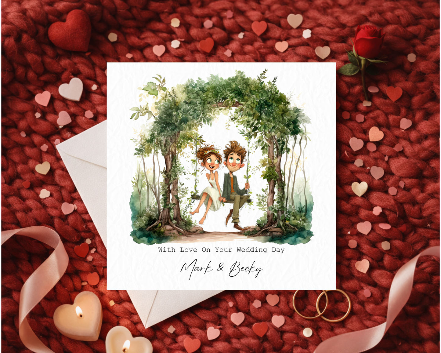 Personalised With Love On Your Wedding Day | Couple Sitting On Tree Swing