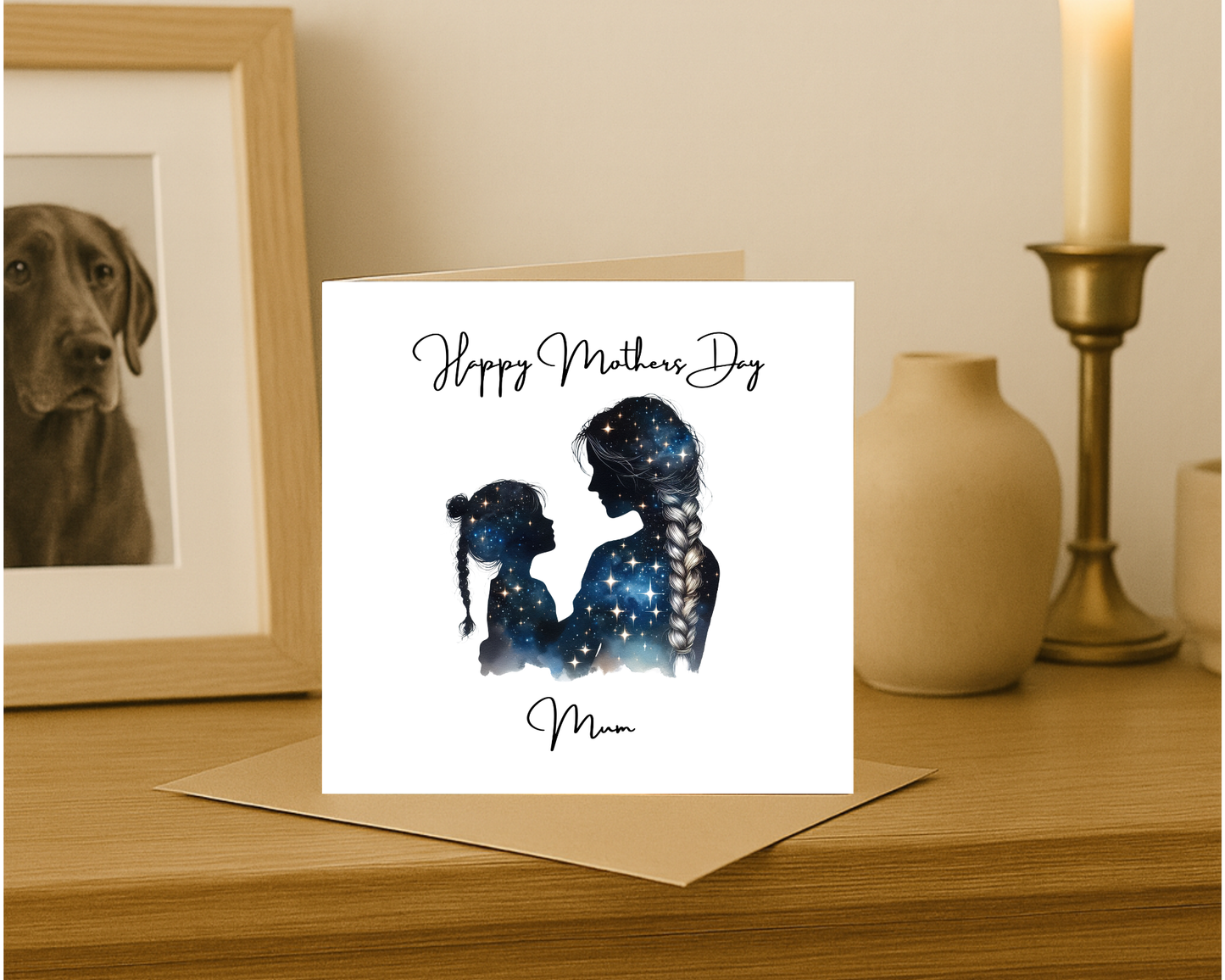 Custom Cosmic Galaxy Mother's Day Card, Personalised Keepsake Card for Mum