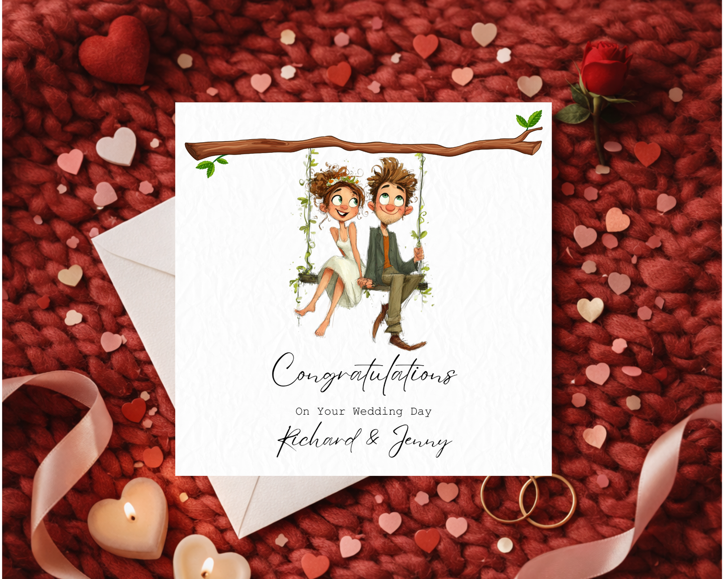 Personalised With Love On Your Wedding Day | Couple Sitting On Tree Branch Swing