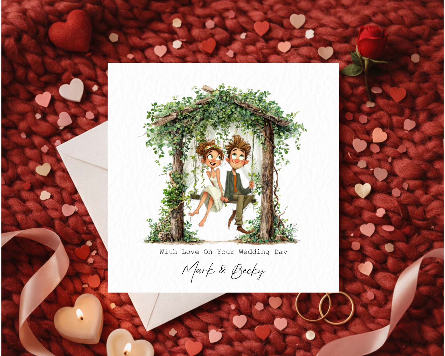 Personalised With Love On Your Wedding Day | Couple Sitting On Tree Swing
