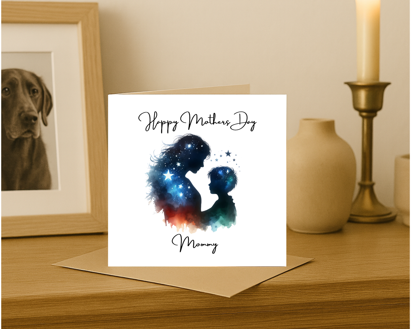 Custom Cosmic Galaxy Mother's Day Card, Personalised Keepsake Card for Mum