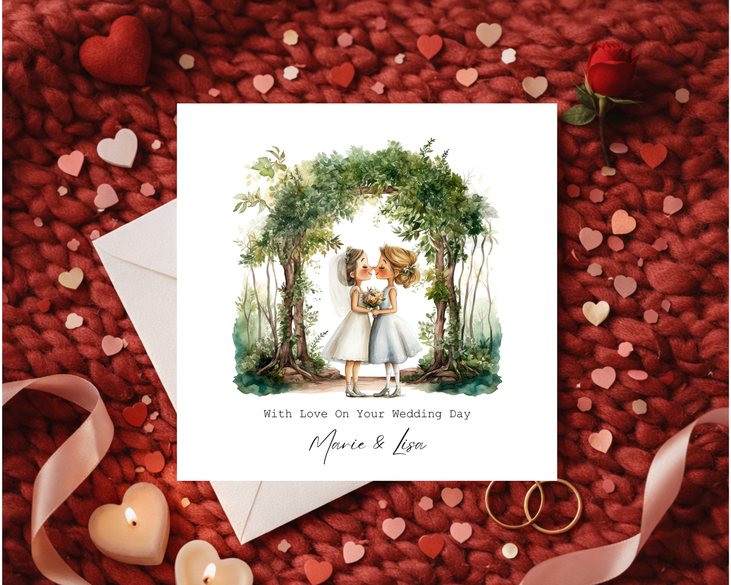 Personalised Cute Lesbian Couple | With Love On Your Wedding Day