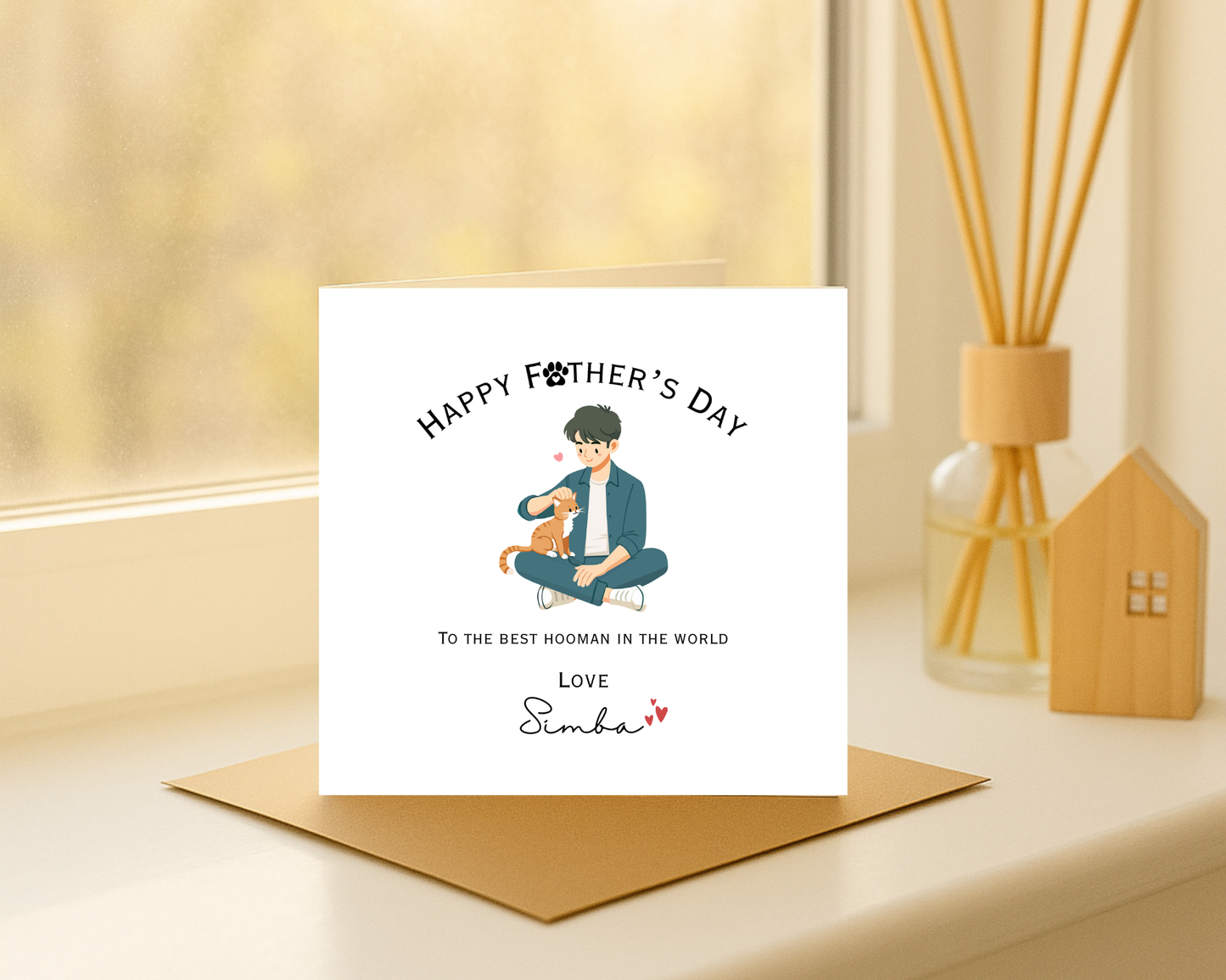 Happy Father's Day Card, Personalised Keepsake Card From Your Cat