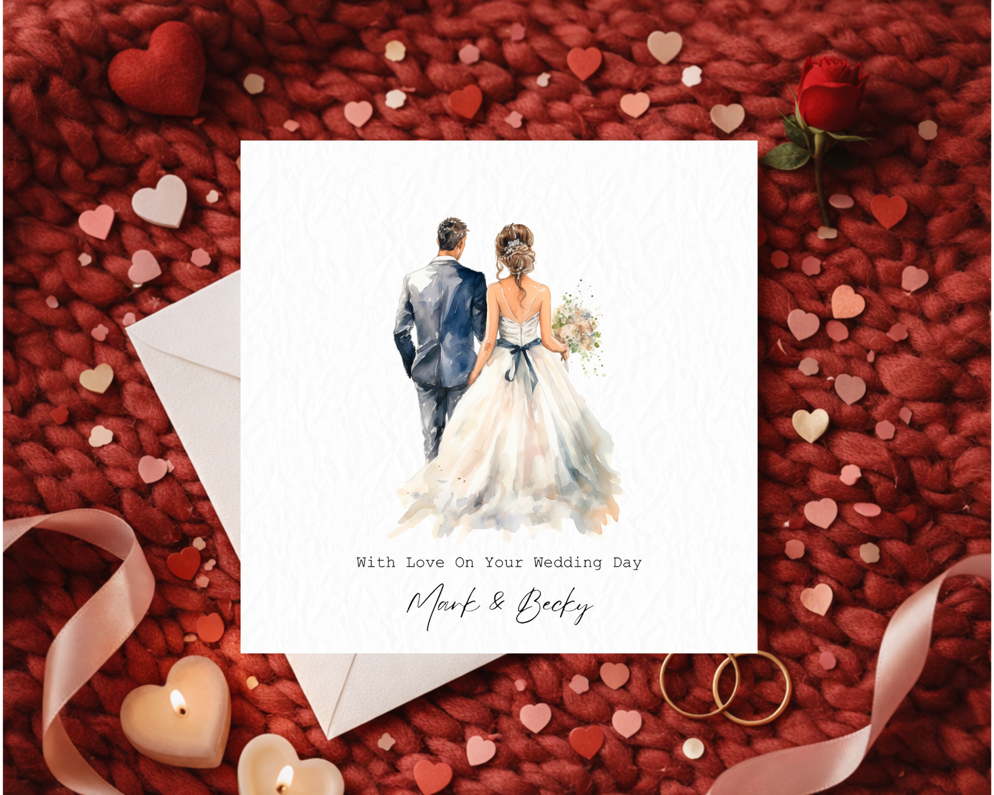 Personalised Water Colour Bride & Groom | With Love On Your Wedding Day