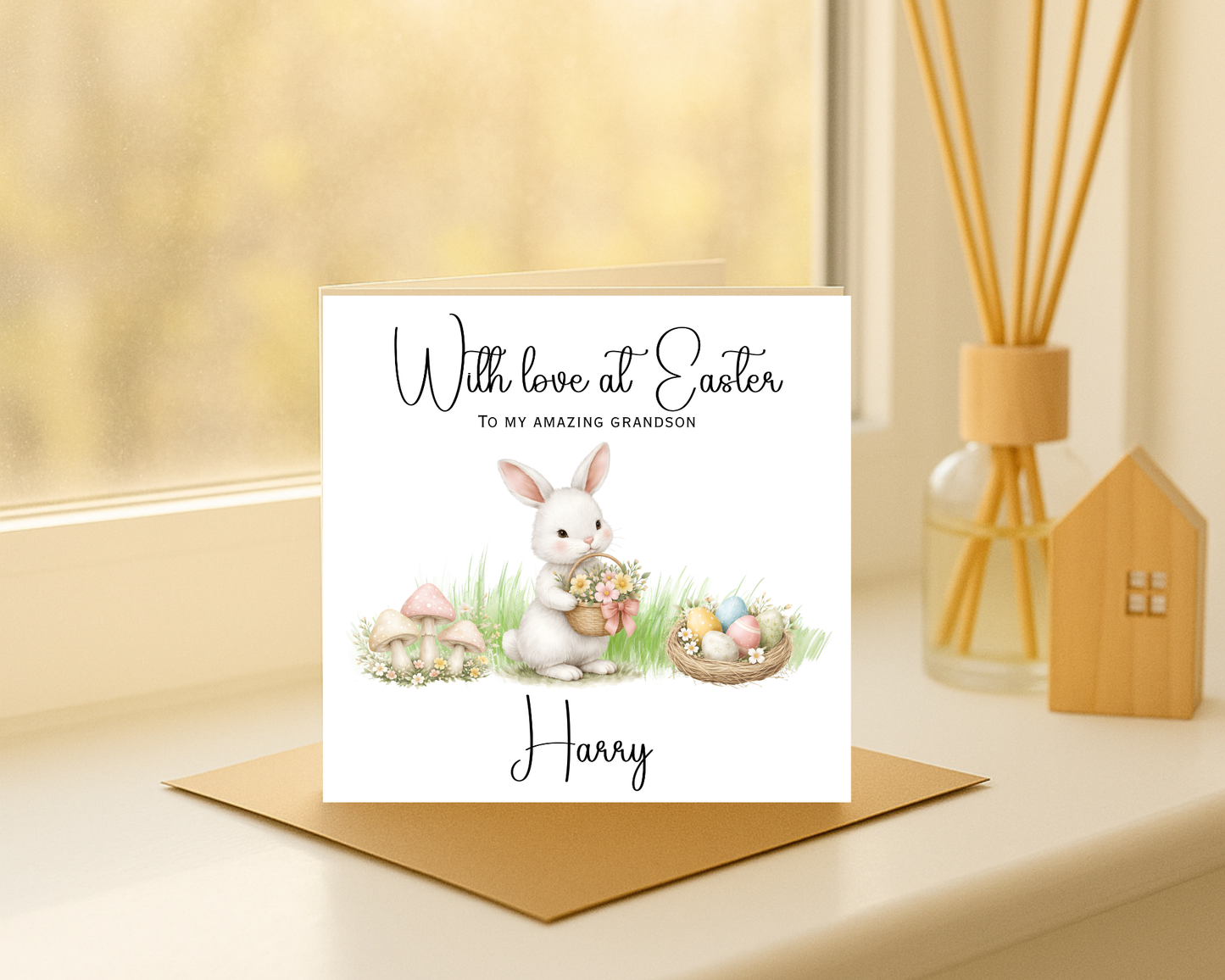 Personalised Rabbit Easter Card | Personalised For Grandson