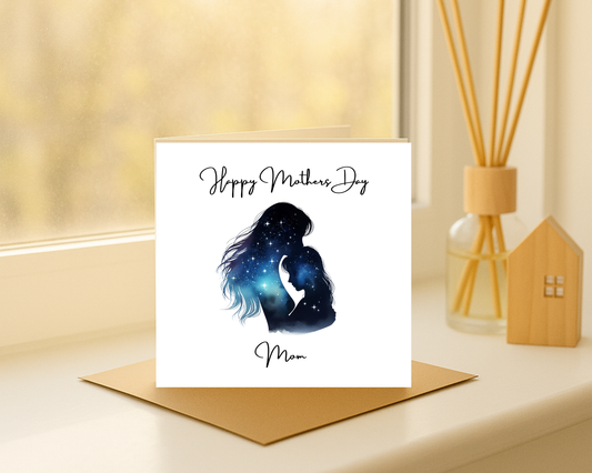Custom Cosmic Galaxy Mother's Day Card, Personalised Keepsake Card for Mum