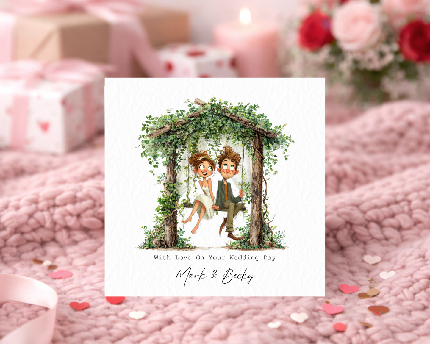 Personalised With Love On Your Wedding Day | Couple Sitting On Tree Swing