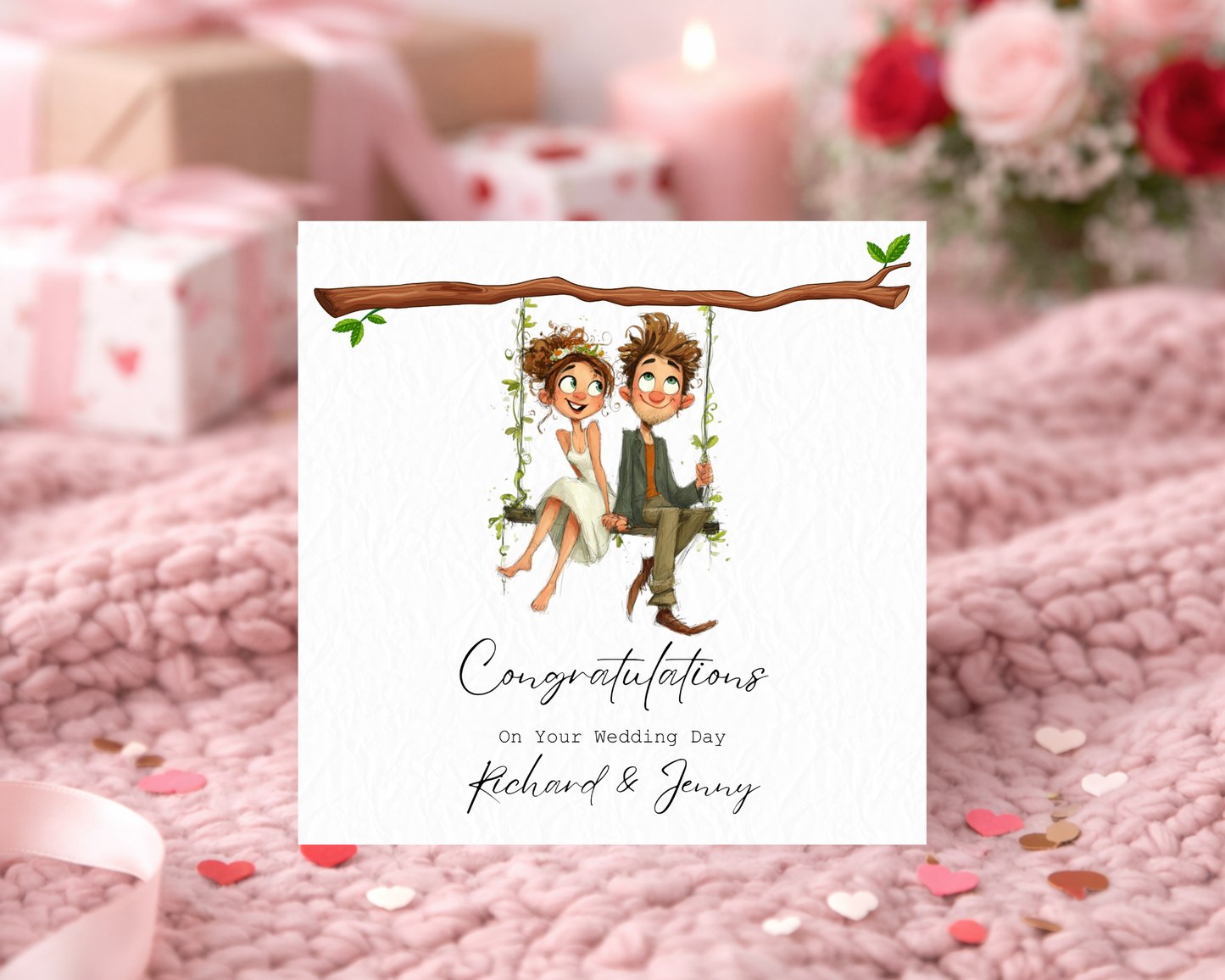 Personalised With Love On Your Wedding Day | Couple Sitting On Tree Branch Swing