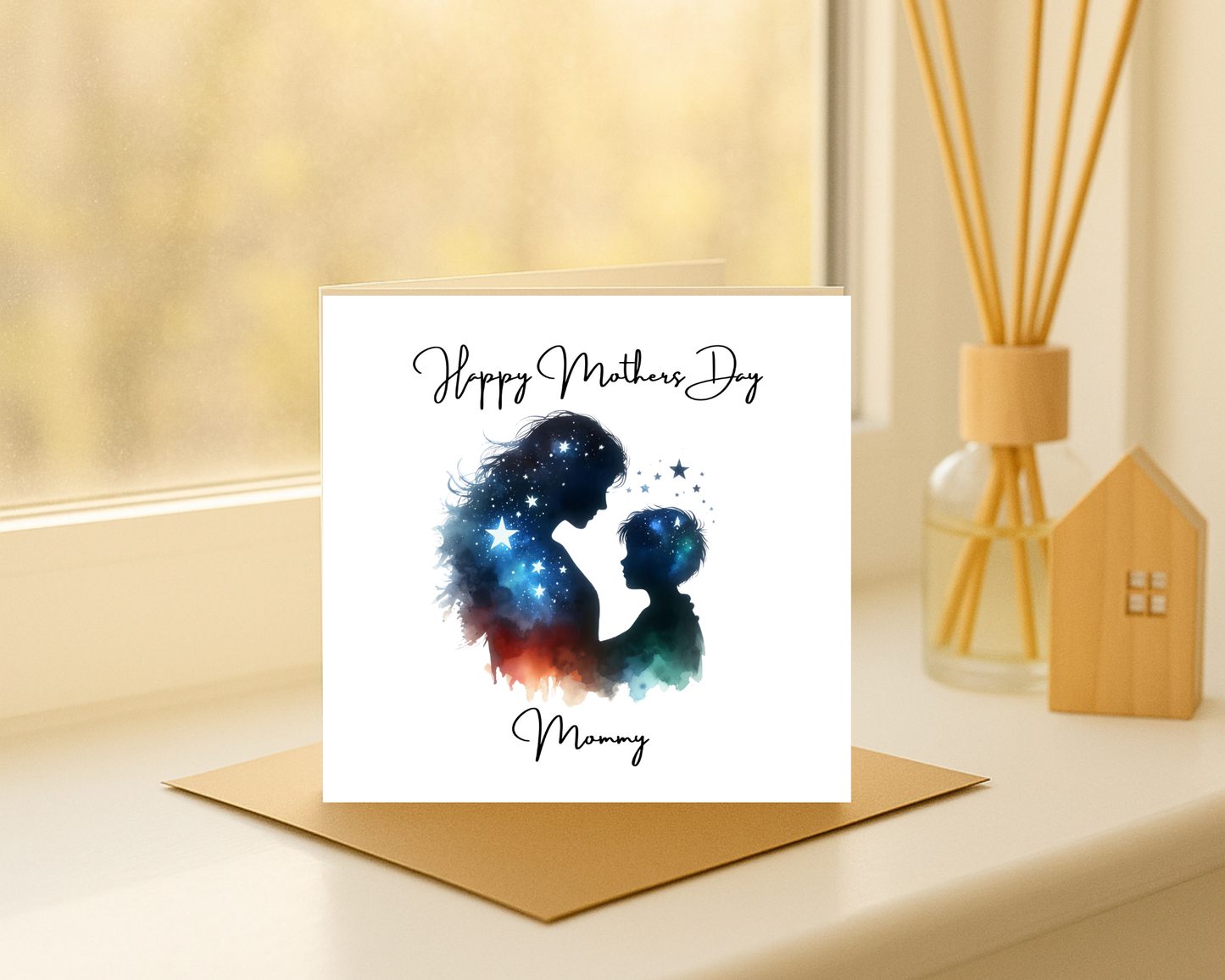 Custom Cosmic Galaxy Mother's Day Card, Personalised Keepsake Card for Mum